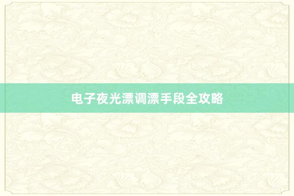 电子夜光漂调漂手段全攻略